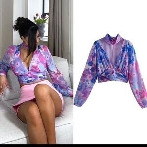 ZARA floral draped top multicolored 2975/144